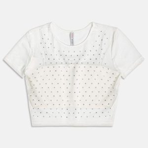 Conjunto de Tule Off com Strass Off White