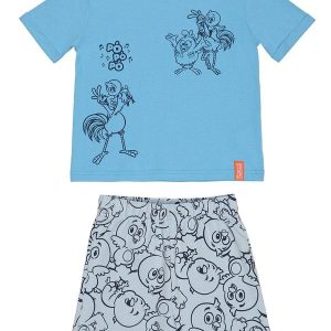 Conjunto em Meia Malha Galinha PintadinhaAzul