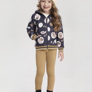 Conjunto para com Calça e Jaqueta Estampada Azul
