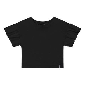 Cropped Básico Meia Malha Menina Preto