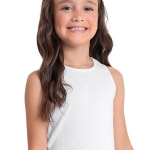 Cropped Básico em Ribana para Menina Branco