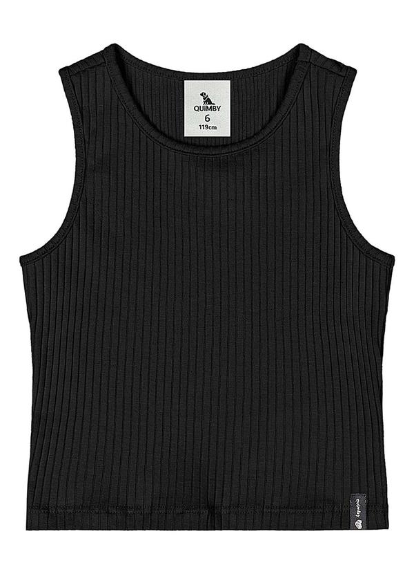 Cropped Ribana Canelada Menina Preto