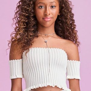 Cropped de Tricot Canelado Off White Off White