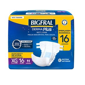 Fralda Descartável Bigfral Derma Plus Noturna XG Embalagem Econômica 16 Unidades