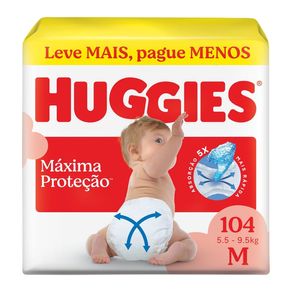 Fralda Huggies Máxima Proteção M 104 Unidades