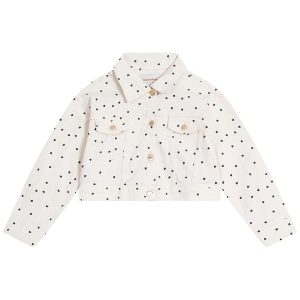 Jaqueta Cropped em Sarja Menina Bege