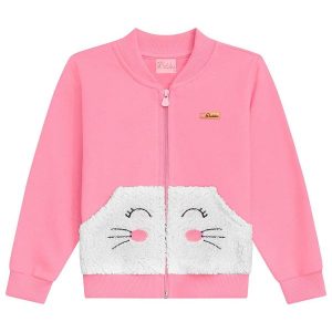 Jaqueta Infantil Comfy com Termo e Bolso Rosa
