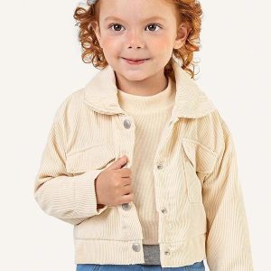 Jaqueta Infantil Menina Cotelê Bege