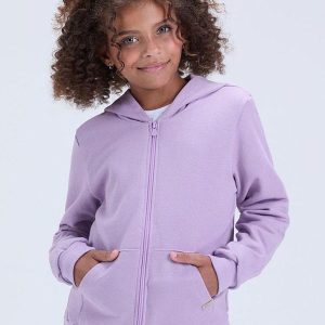 Jaqueta Infantil de Moletom Liso com Capuz Lilás