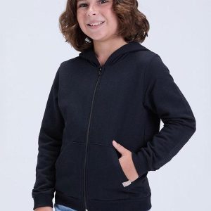 Jaqueta Infantil de Moletom Liso com Capuz Preto