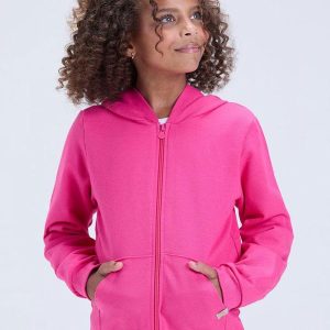 Jaqueta Infantil de Moletom Liso com Capuz Rosa