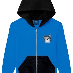 Jaqueta Infantil em Moletom e Capuz Azul