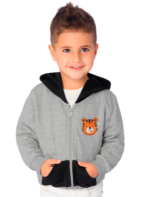 Jaqueta Infantil em Moletom e Capuz Cinza