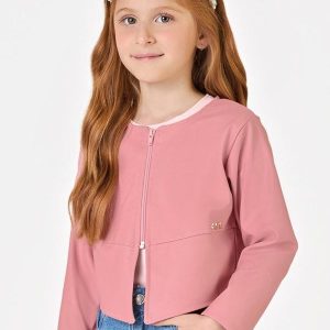Jaqueta Microfibra Feminina Infantil Rosa