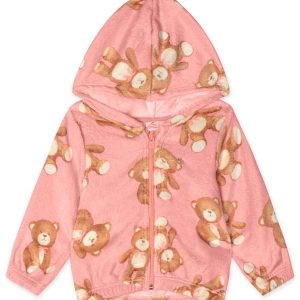 Jaqueta Peluciada com Capuz Infantil Rosa