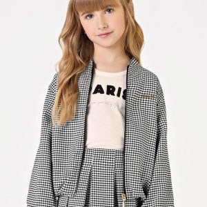 Jaqueta Xadrez Infantil Feminina Preto