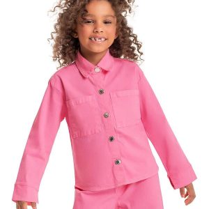 Jaqueta em Sarja Infantil Menina Rosa
