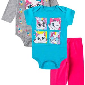 Kit Body Infantil Longo 3 Peças Kappes Rosa