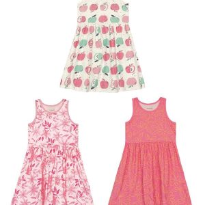Kit Infantil Menina com 3 Vestidos Sortidos