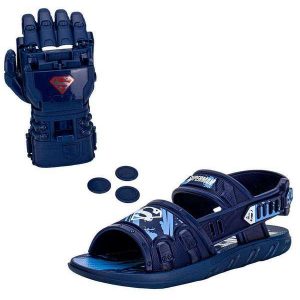 Kit Papete Infantil Liga da Justiça Action e Luva Grendene Kids - Azul