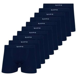 Kit com 10 Cuecas Boxer Lupo 661-001 Marinho