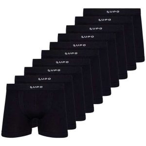 Kit com 10 Cuecas Boxer Lupo 661-001 Preto