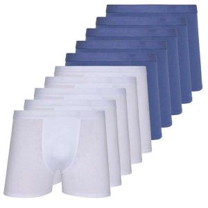 Kit com 10 Cuecas Boxer Lupo 784-017 Branco-Azul