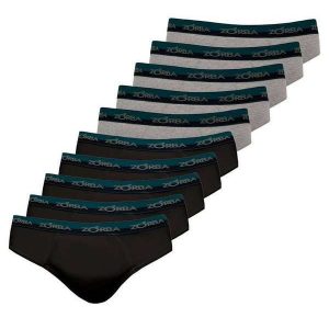 Kit com 10 Cuecas Slip Zorba 0764 Preto-Grafite