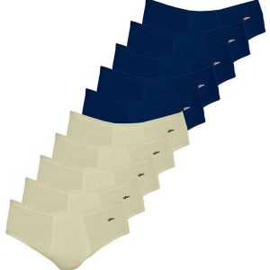 Kit com 10 Cuecas Slip Zorba com Abertura 172 Plus Size Bege-Marinho