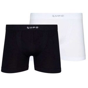 Kit com 2 Cuecas Boxer Lupo 661-001 Preto-Branco