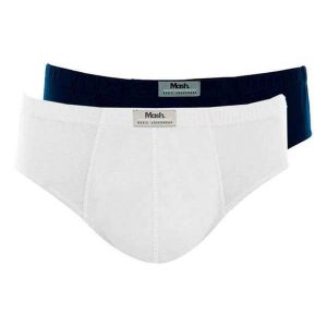 Kit com 2 Cuecas Slip Mash 074.58 Branco-Marinho