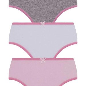 Kit com 3 Calcinhas Lobinha 18101-089 Infantil 0905-Cinza-Branco-Rosa
