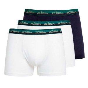 Kit com 3 Cuecas Boxer Zorba 702 Branco-Marinho
