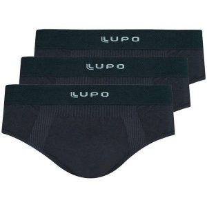 Kit com 3 Cuecas Slip Lupo 681-001 Grafite