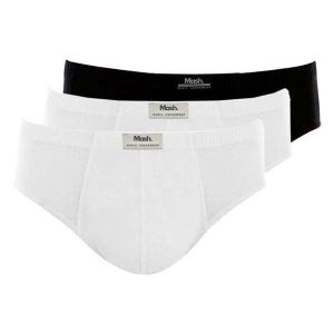 Kit com 3 Cuecas Slip Mash 074.58 Branco-Preto
