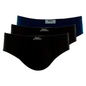 Kit com 3 Cuecas Slip Mash 074.58 Preto-Marinho