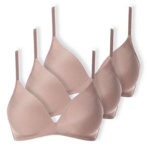 Kit com 3 Sutiã sem Aro com Bojo Paraíso Demillus 63476 Bege-Rosado