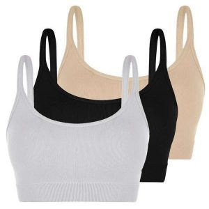 Kit com 3 Tops sem Aro e sem Bojo Loba 41018-001 Branco-Preto-Natural