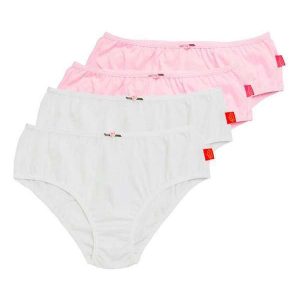 Kit com 4 Calcinhas Infantil Sanny 222962 Branco-Rosa-Bella