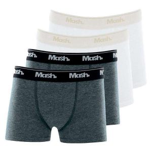 Kit com 4 Cuecas Infantil Boxer Mash 190.03 Cinza-Branco
