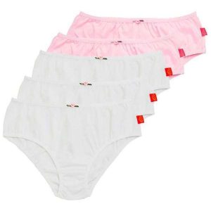 Kit com 5 Calcinhas Infantil Sanny 212830 Branco-Rosa-Bella