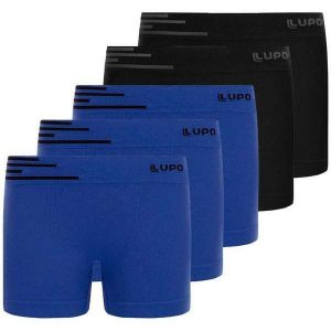 Kit com 5 Cuecas Infantil Boxer Lupinho 132-002 Azul-Preto