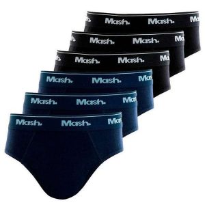 Kit com 6 Cuecas Infantil Slip Mash 193.01 Marinho-Preto