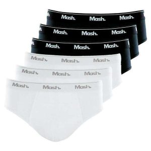 Kit com 6 Cuecas Slip Mash 073.58 Branco-Preto
