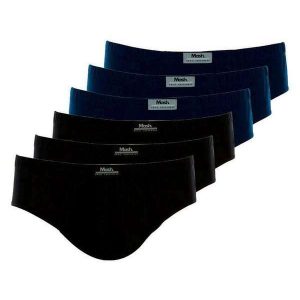 Kit com 6 Cuecas Slip Mash 074.58 Preto-Marinho