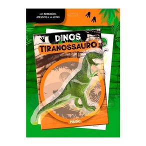 Livro Infantil Dinos Magic + Brinquedo + Cartelas de Adesivos 1 Unidade