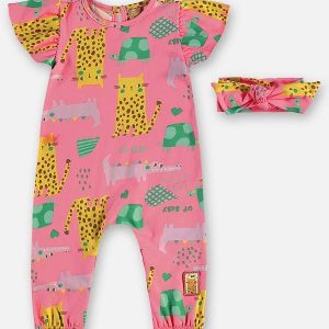 Macacão e Laço Cotton Bebê Rosa