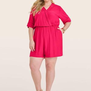 Macaquinho Feminino Plus Size Vermelho
