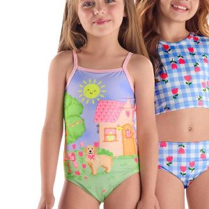 Maiô Infantil em Malha Uv Dry Rosa