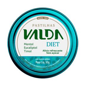 Pastilhas Valda Diet Sem Açúcar Sabor Mentol, Eucaliptol e Timol 50g